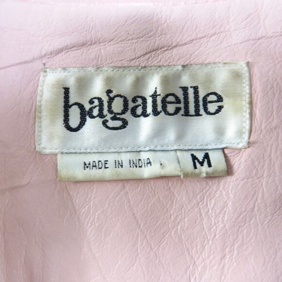 90s Vintage Bagatelle Pink Leather Jacket Pastel Medium Retro - Picture 5 of 11